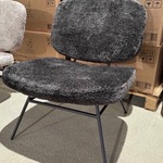 Fauteuil, zwart stof, zwart metalen onderstel